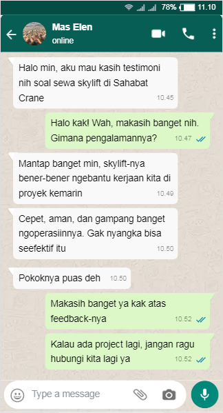 Testimoni Sewa Skylift