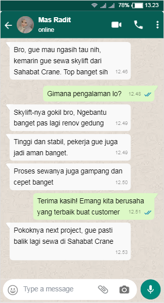 Testimoni Sewa Skylift