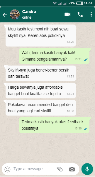 Testimoni Sewa Skylift