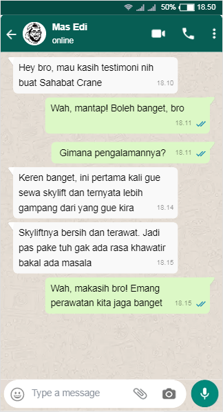 Testimoni Sewa Skylift