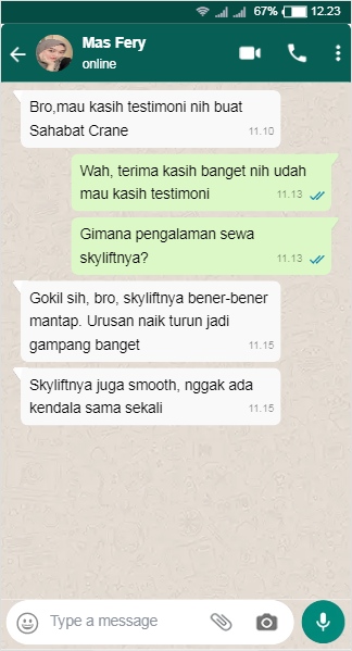 Testimoni Sewa Skylift